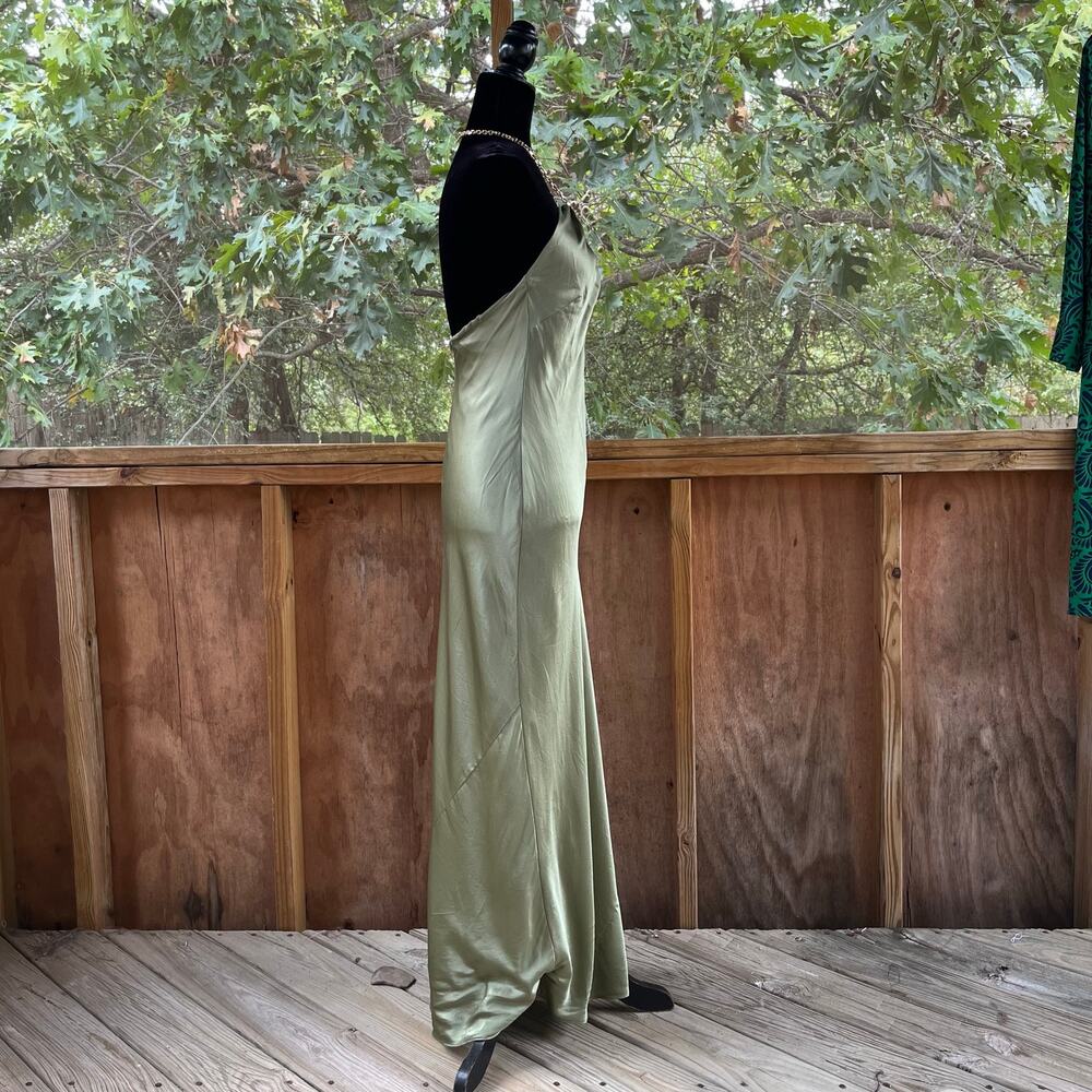 Reformation Yesenia Green 100% Silk Maxi Dress Size S - Picture 4 of 11